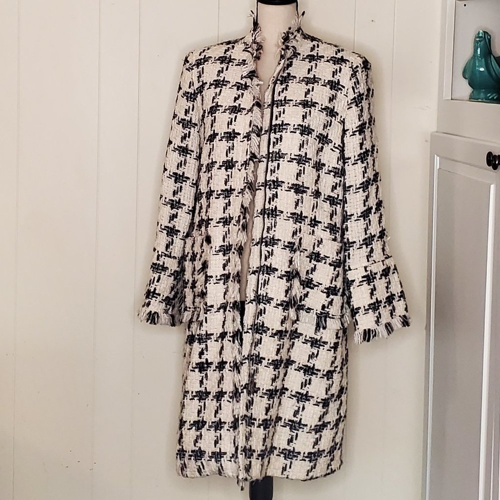 Haver Bernard B&W Window-Pane Check Overcoat